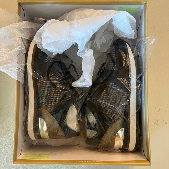 MICHAEL Michael Kors Allie Glitter Chain Mesh Black and Bronze Trainer - Picture 5 of 6